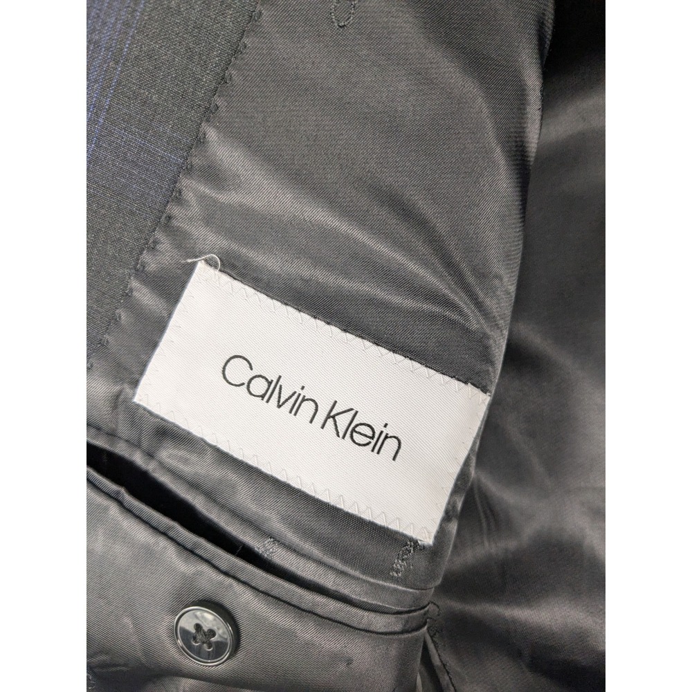 Calvin Klein Men's Wool Natural Stretch Plaid Suit 40R Pants 35x31 (Mint) - Picture 8 of 15